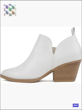 Pointed Toe V Cut Stacked Chunky Low Heel Ankle Boot Bootie Side Zipper